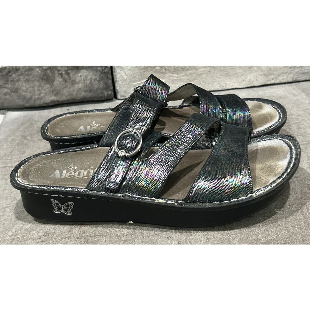 Women’s ALEGRIA Black Shimmer COLETTE Slip On Shoes Size 40 9.5 / 10 Sandals - Picture 2 of 5